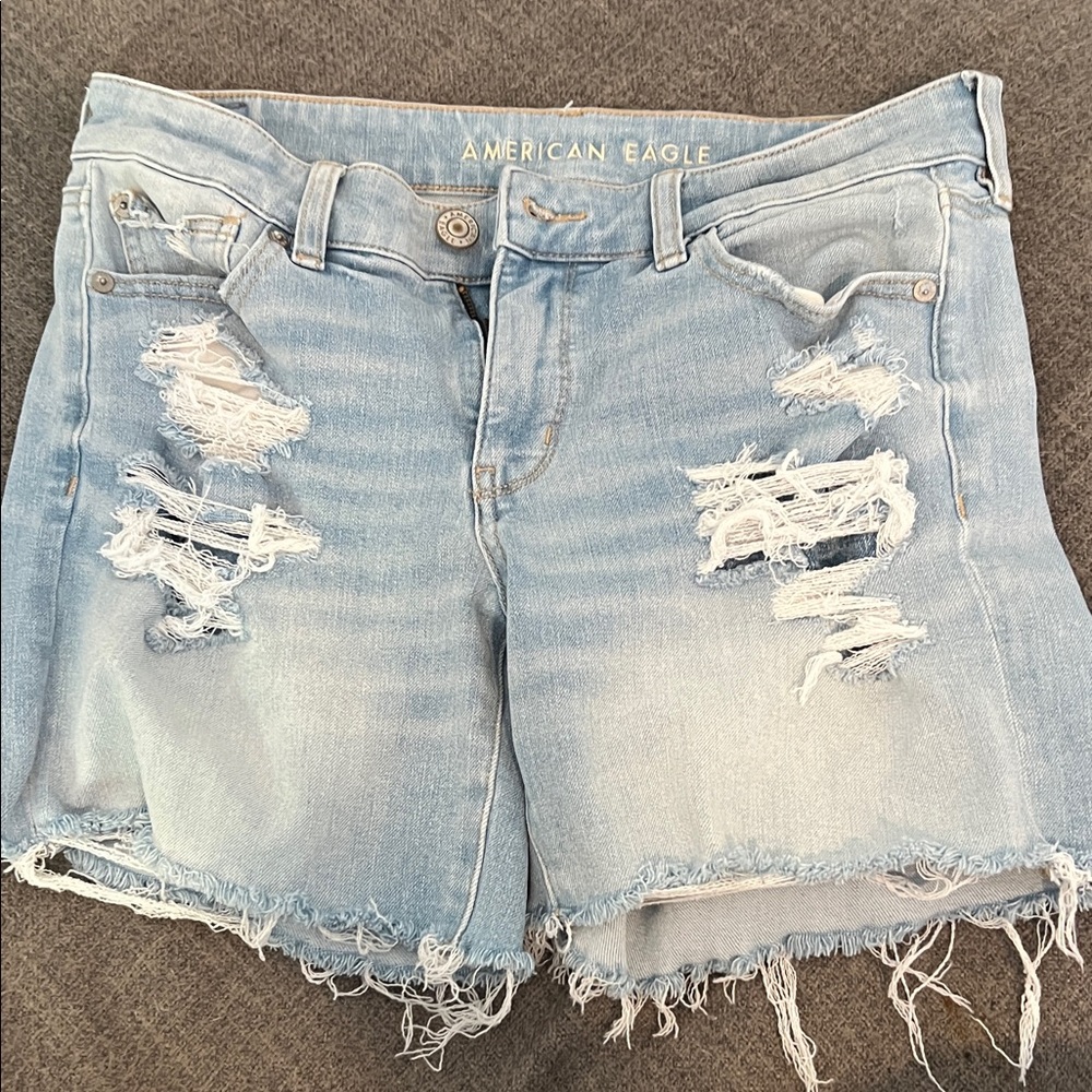 American Eagle Outfitters Light Wash Ripped Jean Shorts